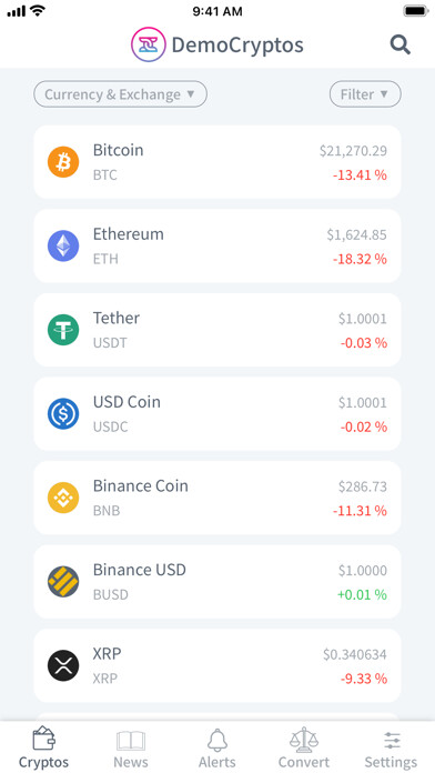 Emulate iPhone app DemoCryptos - News & Alerts using MyAndroid Emulate iPhone app DemoCryptos - News & Alerts using MyAndroid