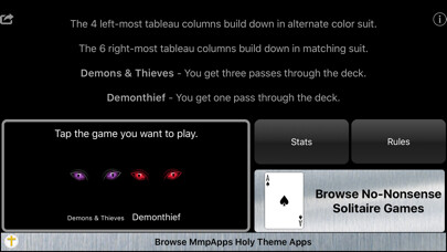 Emulate iPhone app Demons & Thieves Solitaire using MyAndroid