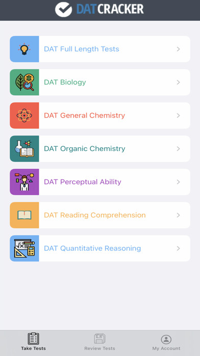 Emulate iPhone app Dental Admission Test (DAT) using MyAndroid