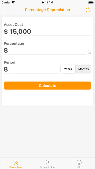 Emulate iPhone app Depreciation Calculator - Calc using MyAndroid Emulate iPhone app Depreciation Calculator - Calc using MyAndroid