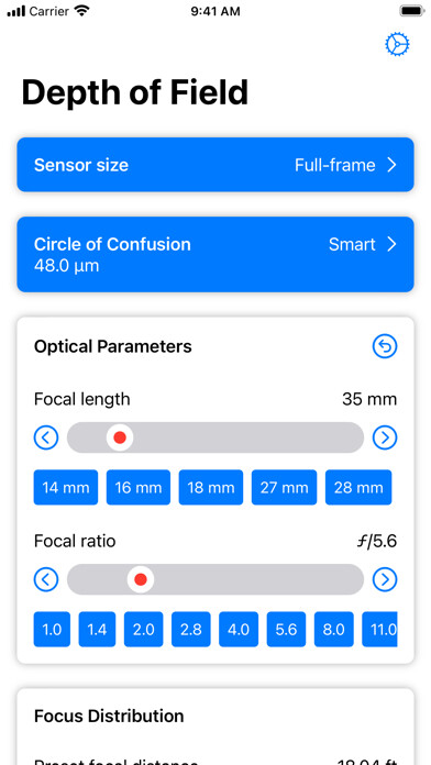 Emulate iPhone app Depth of Field Estimator using MyAndroid