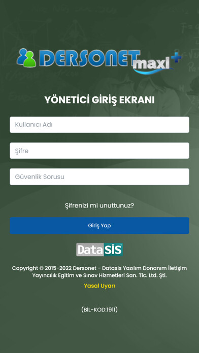 Emulate iPhone app Dersonet Yonetim using MyAndroid