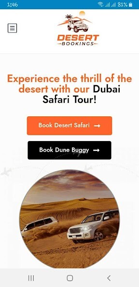 Run android online APK DesertBookings - Desert Safari from MyAndroid or emulate DesertBookings - Desert Safari using MyAndroid Run android online APK DesertBookings - Desert Safari from MyAndroid or emulate DesertBookings - Desert Safari using MyAndroid