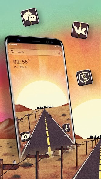 Run android online APK Desert Sunrise Road Launcher Theme from MyAndroid or emulate Desert Sunrise Road Launcher Theme using MyAndroid