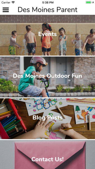 Emulate iPhone app Des Moines Parent using MyAndroid