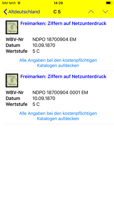 Emulate iPhone app Deutsche Briefmarken: Katalog using MyAndroid