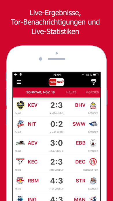 Emulate iPhone app Deutsche Eishockey Liga using MyAndroid