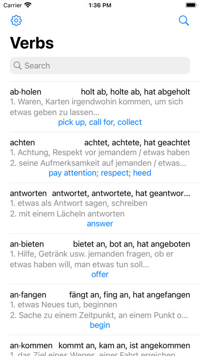 Emulate iPhone app Deutsche Verben using MyAndroid