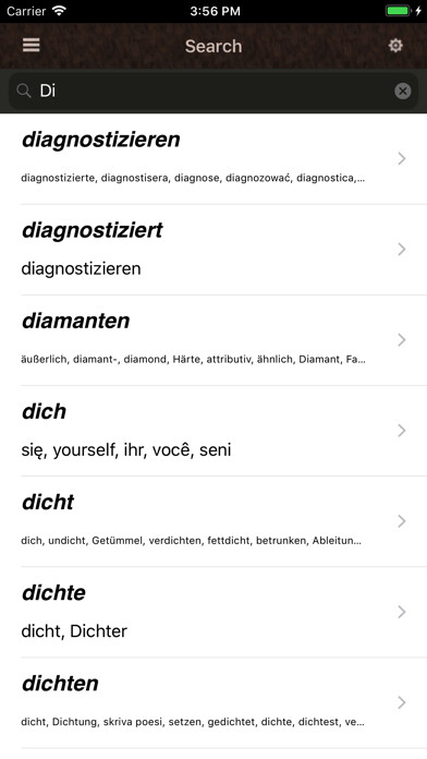 Emulate iPhone app Deutsch Wörterbuch using MyAndroid