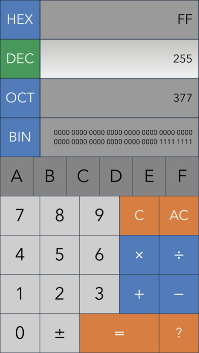 Emulate iPhone app Developer Calc Hex Dec Oct Bin using MyAndroid Emulate iPhone app Developer Calc Hex Dec Oct Bin using MyAndroid