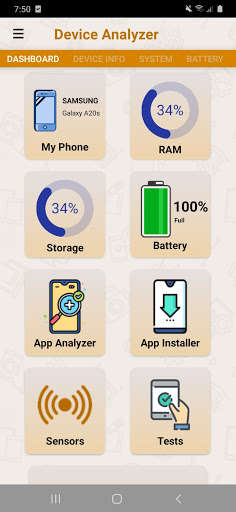 Run android online APK Device Analyzer from MyAndroid or emulate Device Analyzer using MyAndroid
