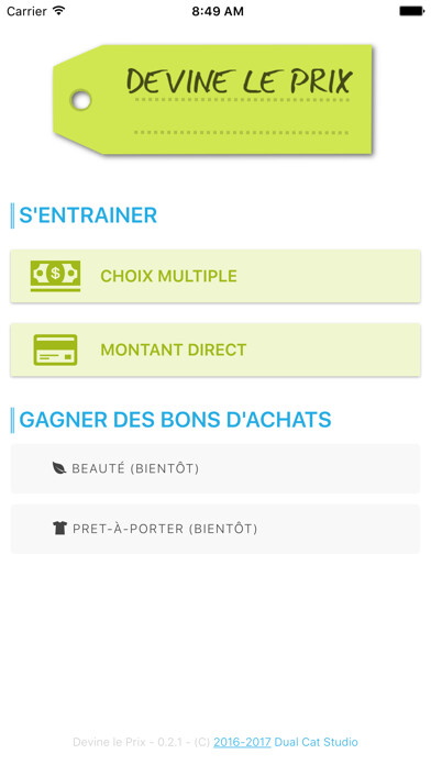 Emulate iPhone app Devine le prix using MyAndroid