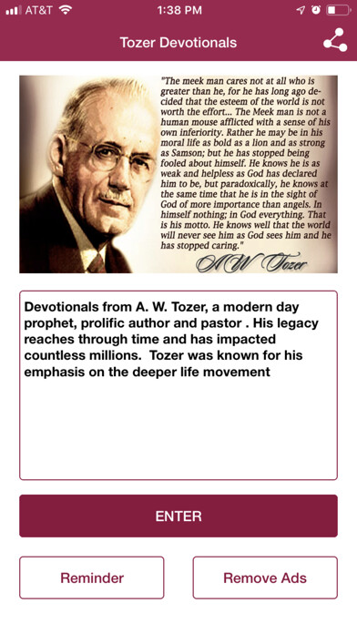 Emulate iPhone app Devotionals by AW Tozer using MyAndroid