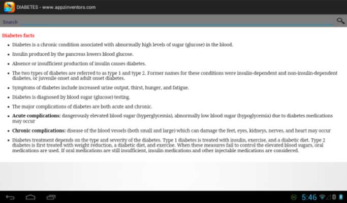 Emulate Android APK Diabetes and Symptoms