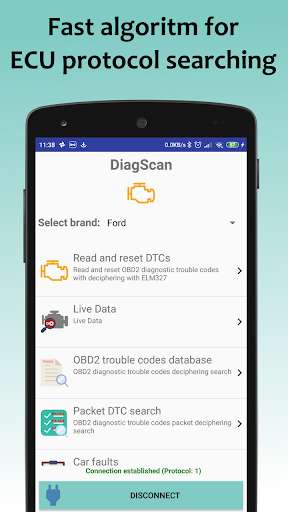 Run android online APK DiagScan-car diagnostic elm327 obd2 codes scanner from MyAndroid or emulate DiagScan-car diagnostic elm327 obd2 codes scanner using MyAndroid