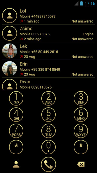 Run android online APK Dialer Theme Circle Black Gold from MyAndroid or emulate Dialer Theme Circle Black Gold using MyAndroid