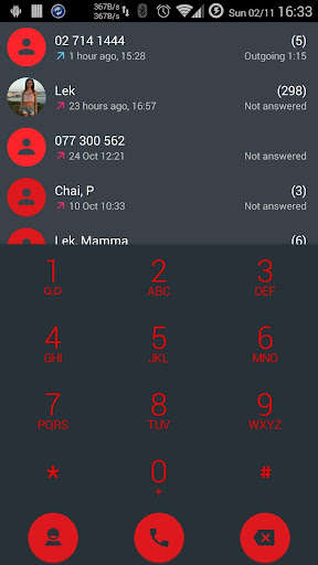 Emulate Android APK Dialer theme Droid L Red for Drupe and ExDialer