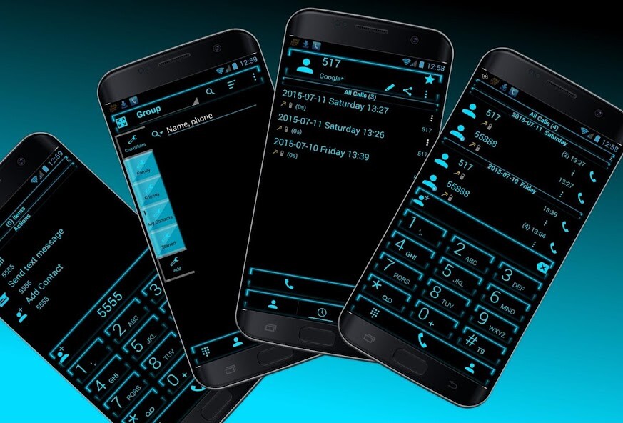 Run android online APK Dialer Theme Neon Blue drupe from MyAndroid or emulate Dialer Theme Neon Blue drupe using MyAndroid