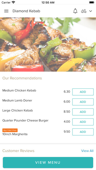 Emulate iPhone app Diamond Kebab New Romney using MyAndroid