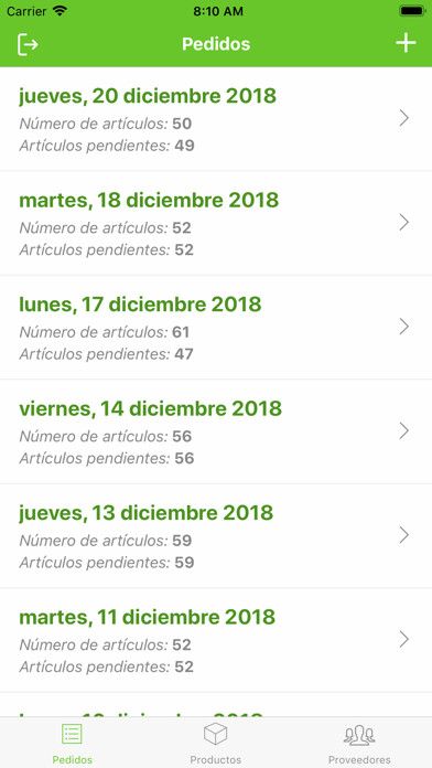 Emulate iPhone app Diario de pedidos using MyAndroid