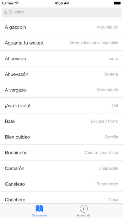 Emulate iPhone app Diccionario Panameño using MyAndroid Emulate iPhone app Diccionario Panameño using MyAndroid