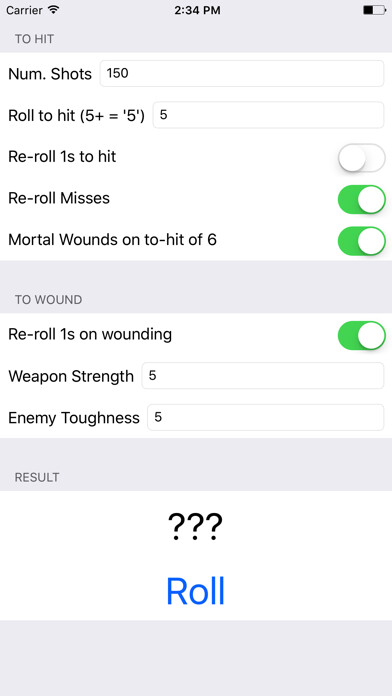 Emulate iPhone app Dice Roller for Warhammer 8th using MyAndroid