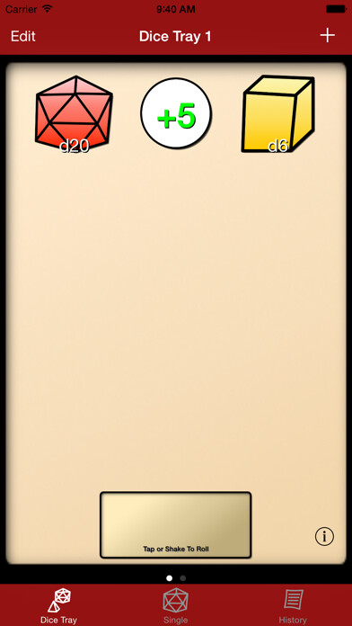 Emulate iPhone app Dice Tray - RPG Dice Roller using MyAndroid