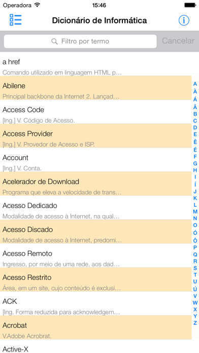 Emulate iPhone app Dicionário de Informática using MyAndroid