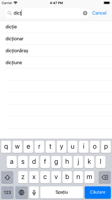 Emulate iPhone app Dictionar using MyAndroid