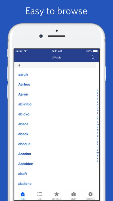 Emulate iPhone app Dictionary of Rhymes using MyAndroid