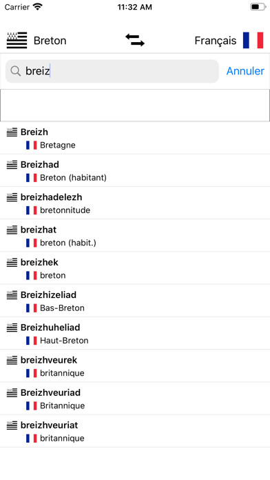 Emulate iPhone app Dictionnaire Breton-Français using MyAndroid Emulate iPhone app Dictionnaire Breton-Français using MyAndroid