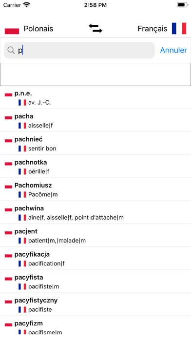 Emulate iPhone app Dictionnaire Polonais-Français using MyAndroid