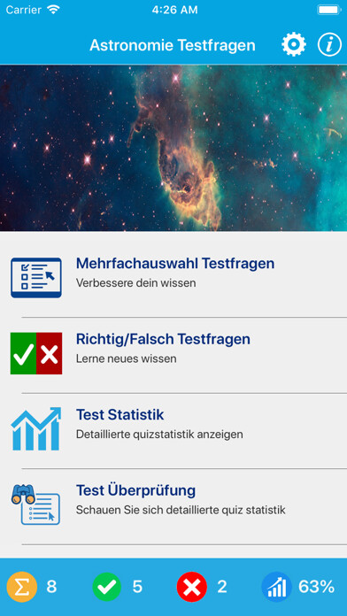 Emulate iPhone app Die Astronomie Quiz using MyAndroid Emulate iPhone app Die Astronomie Quiz using MyAndroid