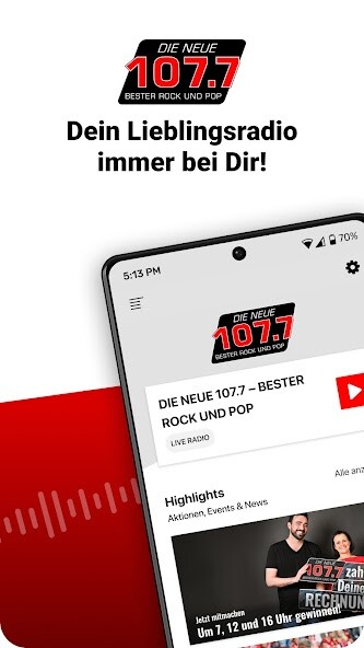 Emulate iPhone app DIE NEUE 107.7 - Radio using MyAndroid Emulate iPhone app DIE NEUE 107.7 - Radio using MyAndroid