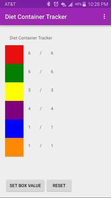 Emulate Android APK Diet Container Tracker