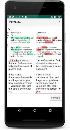 Run android online APK DiffFinder 2: File/Text Comparison Tool from MyAndroid or emulate DiffFinder 2: File/Text Comparison Tool using MyAndroid Run android online APK DiffFinder 2: File/Text Comparison Tool from MyAndroid or emulate DiffFinder 2: File/Text Comparison Tool using MyAndroid