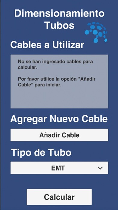 Emulate iPhone app Dimensionamiento de Tubos using MyAndroid