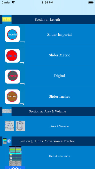 Emulate iPhone app Dimensions Calculator using MyAndroid