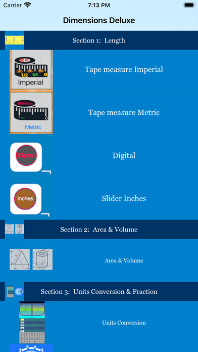 Emulate iPhone app Dimensions Deluxe Calculator using MyAndroid