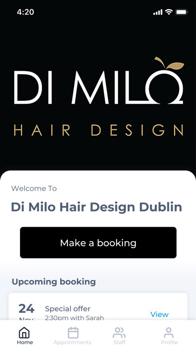 Emulate iPhone app Di Milo Hair Design Dublin using MyAndroid Emulate iPhone app Di Milo Hair Design Dublin using MyAndroid