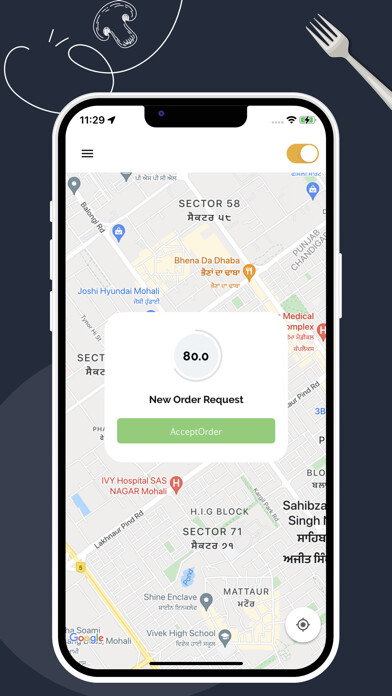 Emulate iPhone app DineIn Driver using MyAndroid