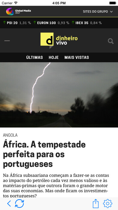 Emulate iPhone app Dinheiro Vivo using MyAndroid