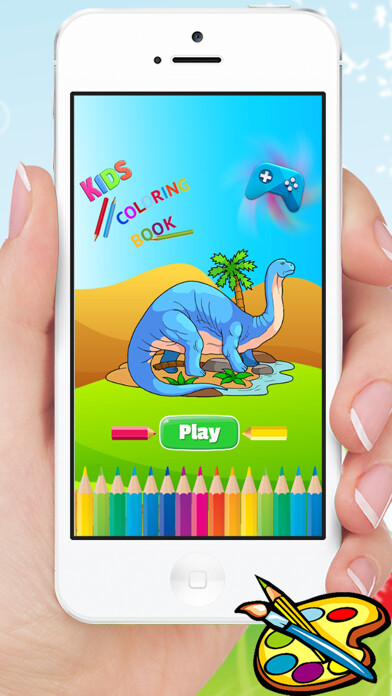 Emulate iPhone app Dinosaur Coloring Book HD - Paint Colorful Dinos for Kids using MyAndroid