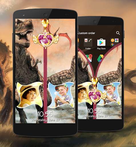 Emulate Android APK Dinosaur Zipper Lock Screen
