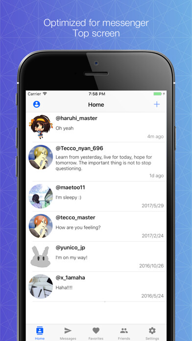 Emulate iPhone app Direct messenger for Twitter using MyAndroid
