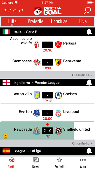 Emulate iPhone app DirettaGoal using MyAndroid