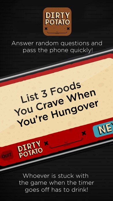 Emulate iPhone app Dirty Potato: Party Game using MyAndroid
