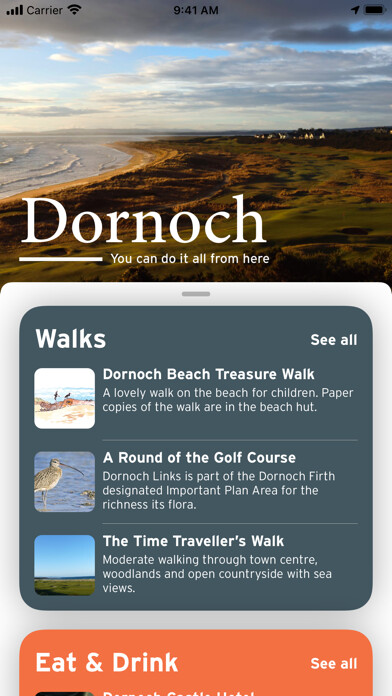 Emulate iPhone app Discover Dornoch using MyAndroid