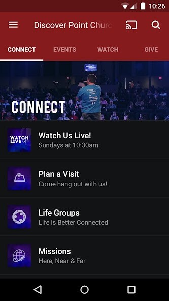 Emulate iPhone app Discover Point Church using MyAndroid Emulate iPhone app Discover Point Church using MyAndroid