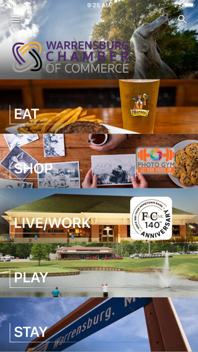 Emulate iPhone app Discover Warrensburg using MyAndroid